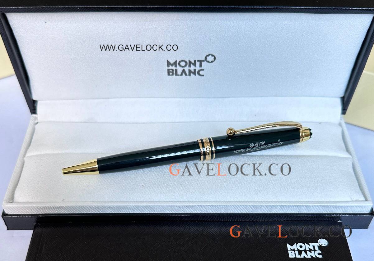 Faux Montblanc NEW Meisterstück 100th Ballpoint Dark Green-Gold Trim